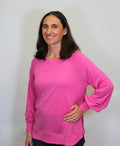 Foil Jumper Merino Scoop Hem - Hyper Pink