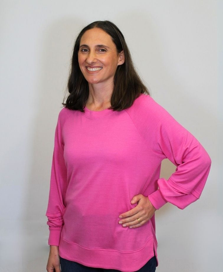 Foil Jumper Merino Scoop Hem - Hyper Pink