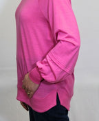 Foil Jumper Merino Scoop Hem - Hyper Pink