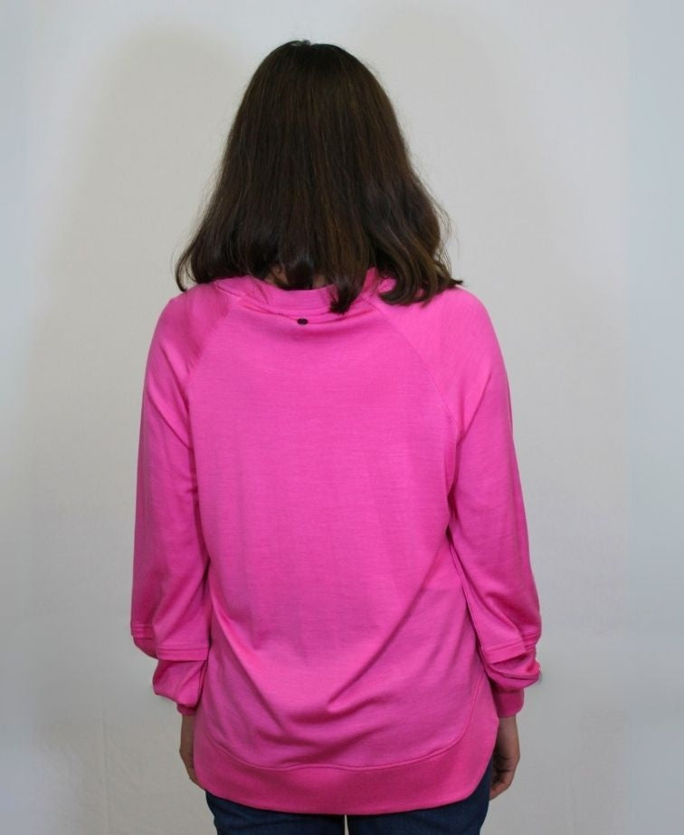 Foil Jumper Merino Scoop Hem - Hyper Pink