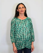Memo Blouse Peasant Chiffon - Lava Green