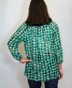 Memo Blouse Peasant Chiffon - Lava Green