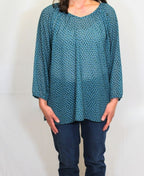 Memo Blouse Peasant Chiffon - Leaf Ditsy