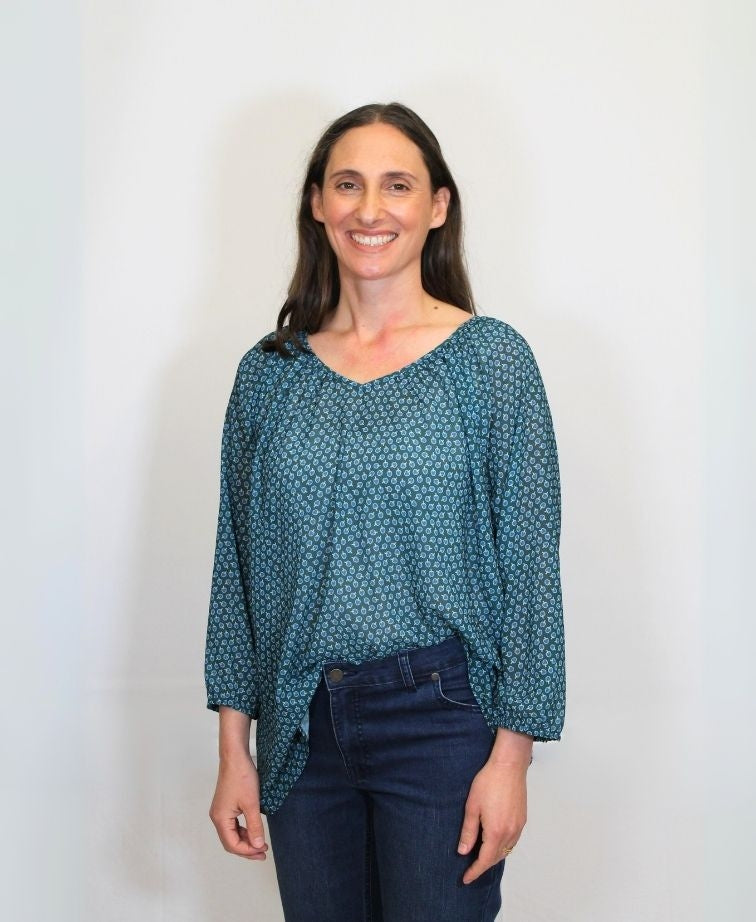 Memo Blouse Peasant Chiffon - Leaf Ditsy