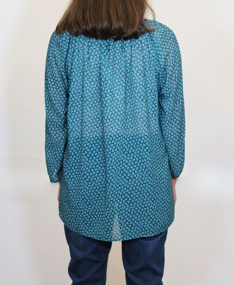Memo Blouse Peasant Chiffon - Leaf Ditsy