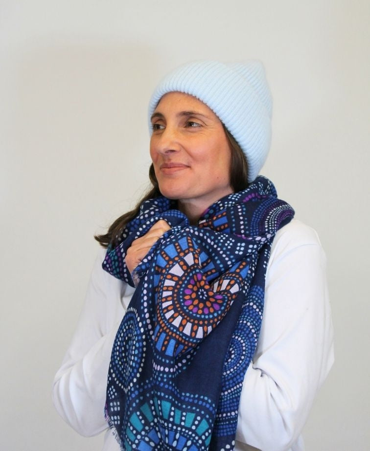 Cinnamon Creations Angora Blend Beanie - Pale Blue