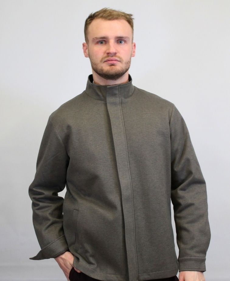 Mechmoto Jacket Zip Front Fleece Trim - Khaki