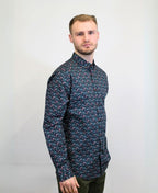 Mechmoto Shirt L/S Stretch Mini Floral Print - Ink