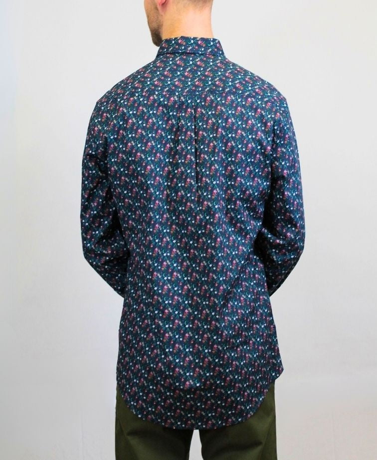 Mechmoto Shirt L/S Stretch Mini Floral Print - Ink