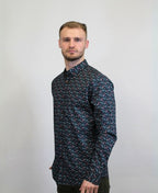 Mechmoto Shirt L/S Stretch Mini Floral Print - Ink
