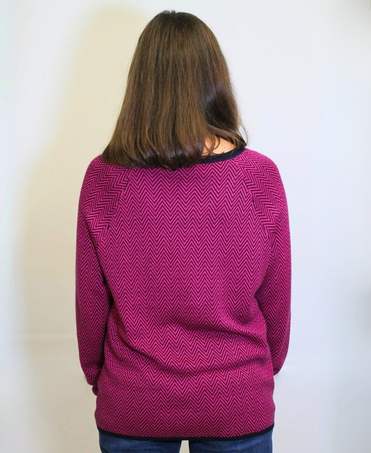 Foil Sweater All Over Chevron Viscose/Cotton - Navy/Pink