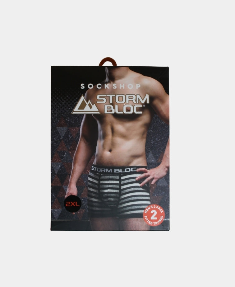 Storm Bloc Mens Cotton Trunks 2pk - Black/Grey