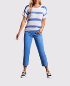 Tribal Pant 5 Pocket Pull On Capri - Bluestar