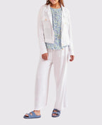 Tribal Jacket Crop With Pockets - White