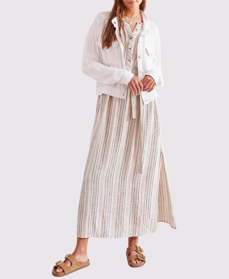 Tribal Jacket Crop With Pockets - White