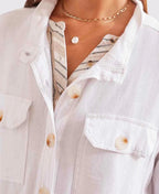 Tribal Jacket Crop With Pockets - White