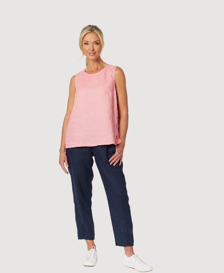 Gordon Smith Pant Sarah Rib Waist Linen - Navy
