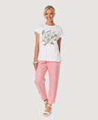 Gordon Smith Pant Sarah Rib Waist Linen - Coral