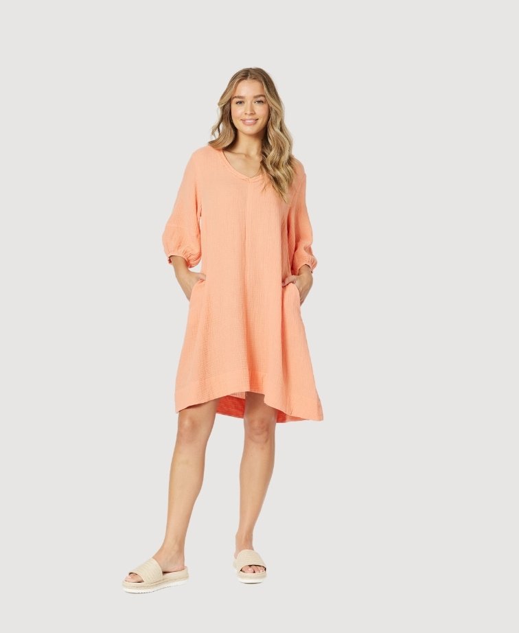 Threadz Dress Bryon Cotton - Papaya