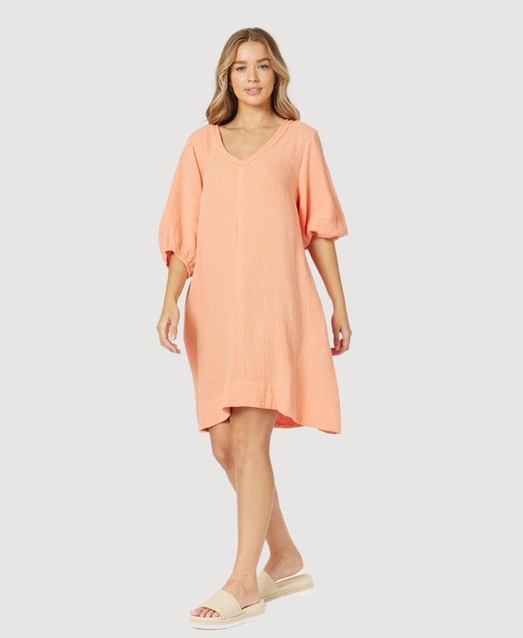 Threadz Dress Bryon Cotton - Papaya