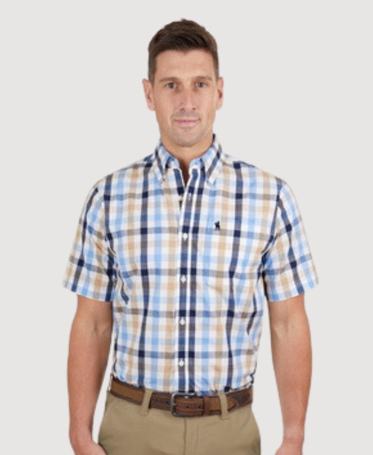 Thomas Cook Shirt S/S Duke - Navy/Tan