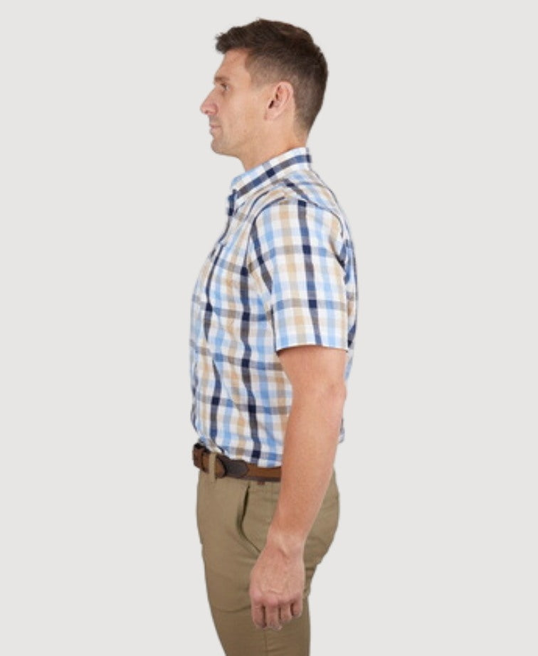 Thomas Cook Shirt S/S Duke - Navy/Tan