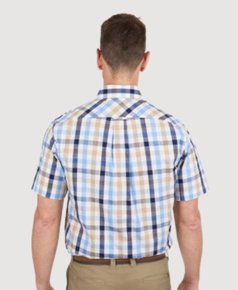 Thomas Cook Shirt S/S Duke - Navy/Tan