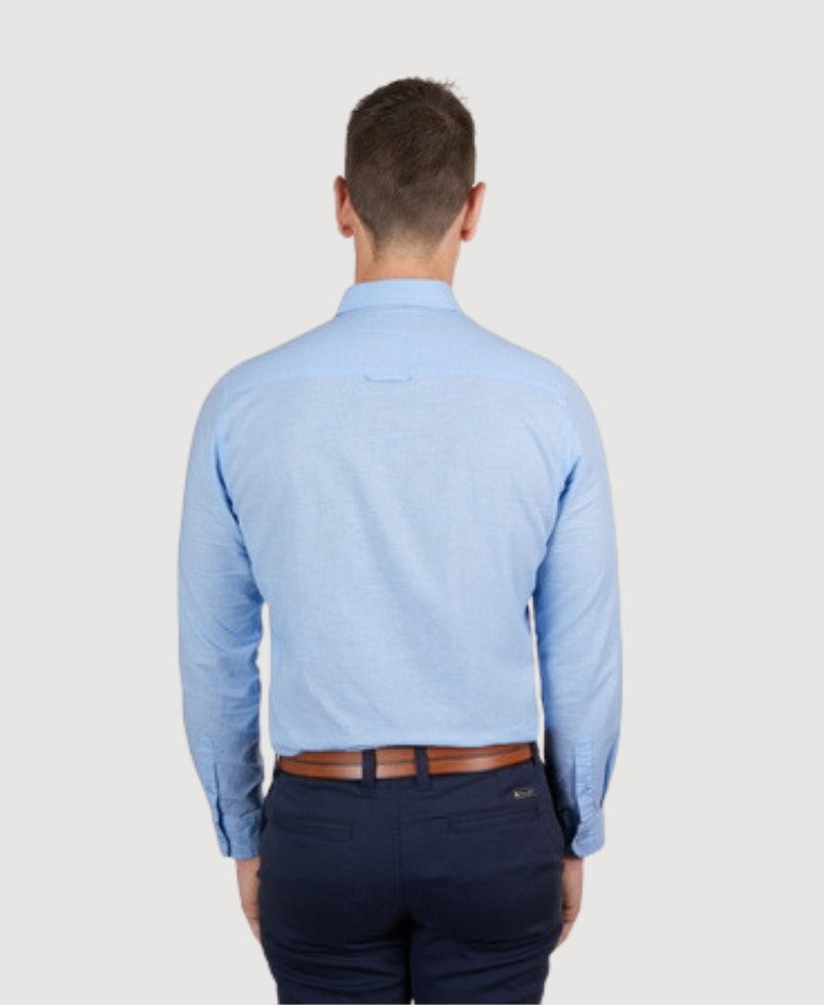 Thomas Cook Shirt L/S Linen Tailored - Light Blue
