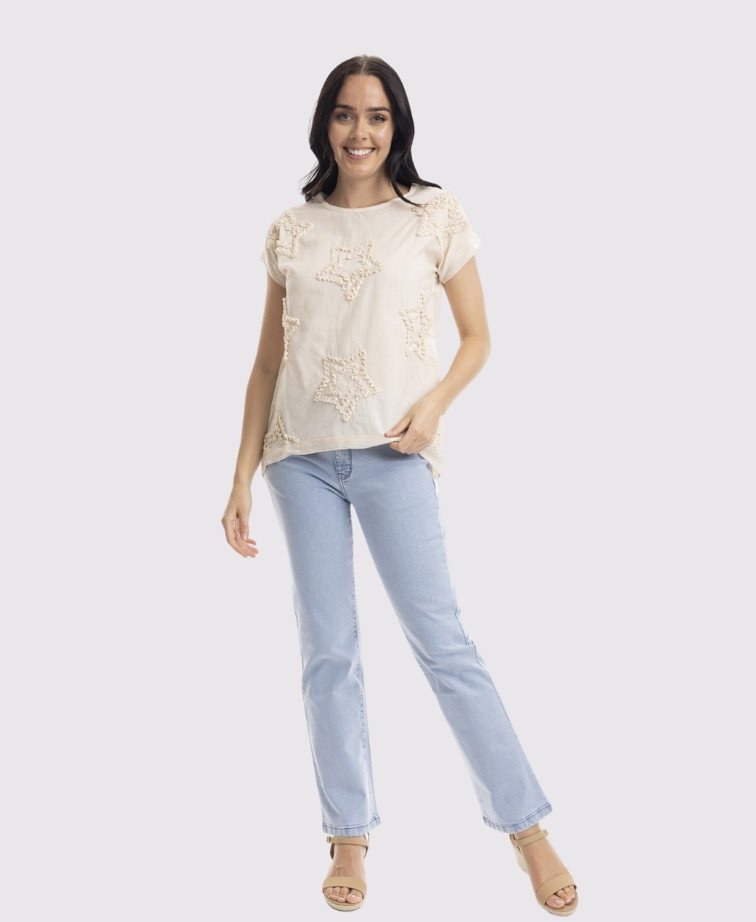 Orientique Top Embellished Star - Sand