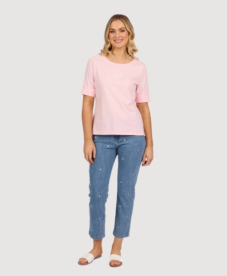 Vassalli Tee Boat Neck - Light Pink