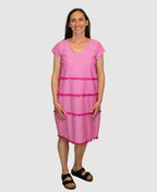 Foil Dress Fringe Detail Linen - Rose Hatch