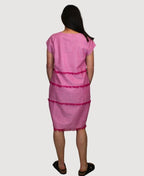 Foil Dress Fringe Detail Linen - Rose Hatch