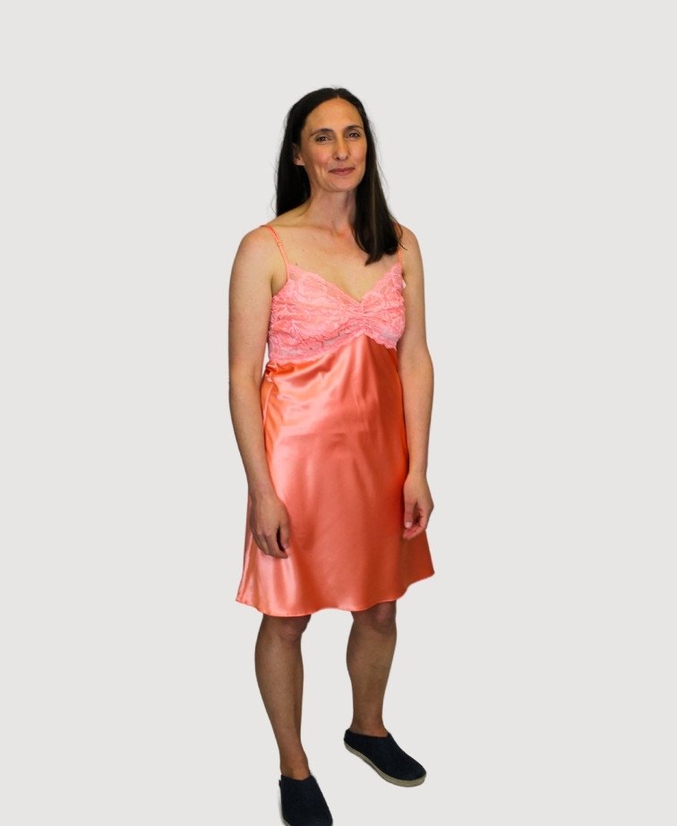 Essence Chemise Short With Lace - Coral