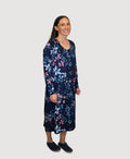Essence Nightie L/S Gathered Shoulder - Navy