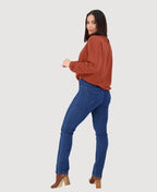 Vassalli Pant Denim Slim Leg Pull On - Blue Denim