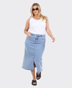 Elm Skirt Midi Eloise Denim - Light Blue Wash