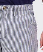 Swanndri Mission Bay Chino Shorts - Navy/Wht Stripe
