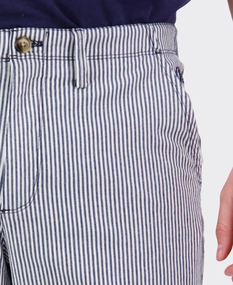 Swanndri Mission Bay Chino Shorts - Navy/Wht Stripe