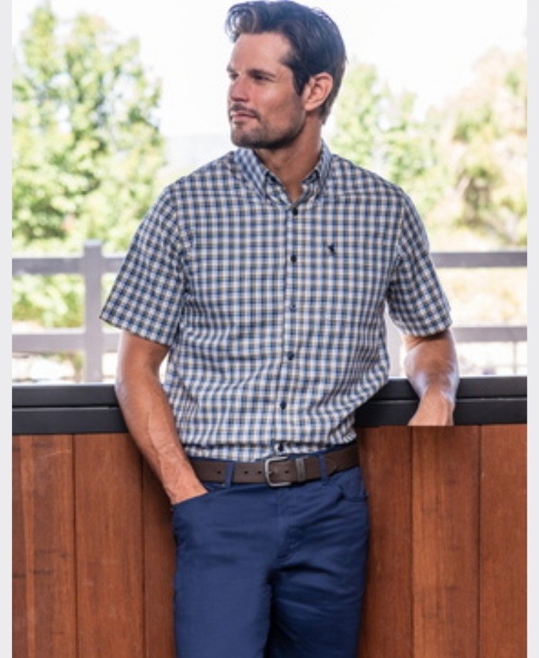 Thomas Cook Shirt S/S Kirk - Navy/Green
