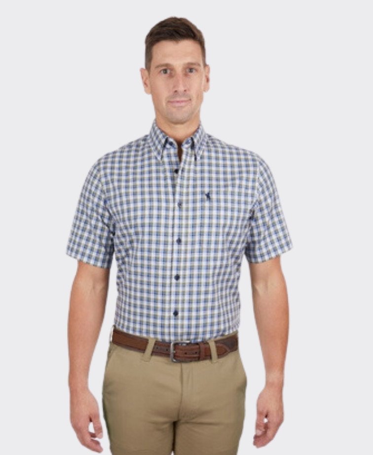 Thomas Cook Shirt S/S Kirk - Navy/Green