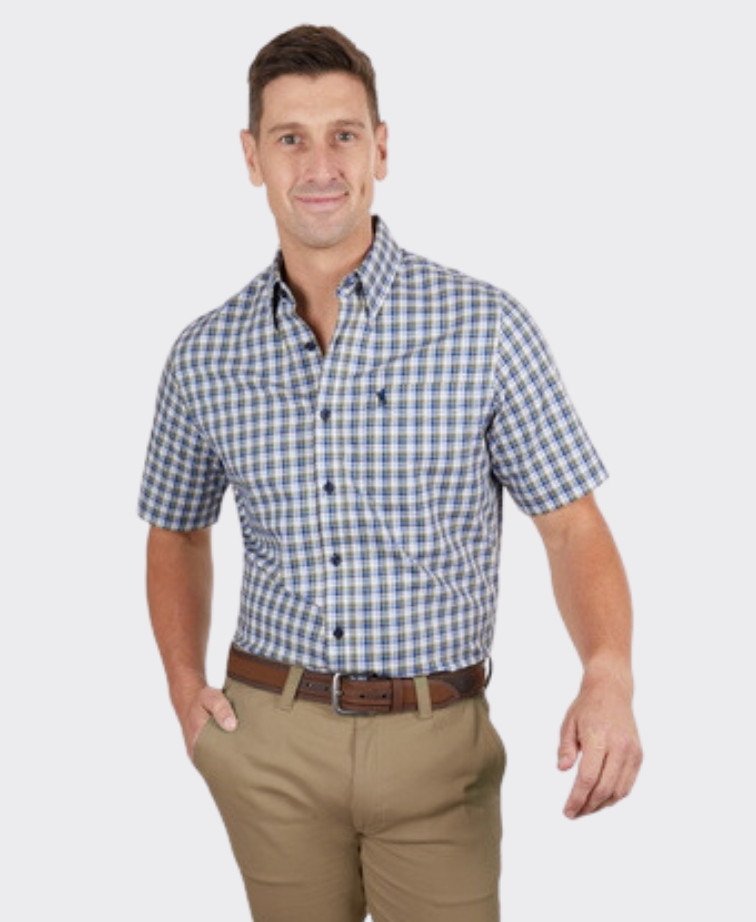 Thomas Cook Shirt S/S Kirk - Navy/Green