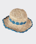 Sababa Crochet Smiley Morning Turquoise Flowers Small Brim - Turquoise