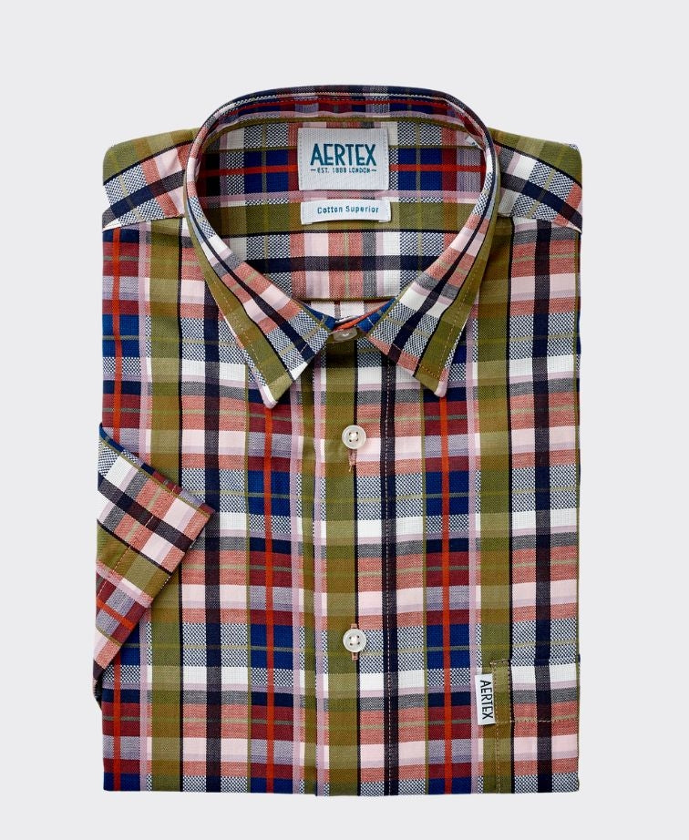 Aertex Shirt S/S Somerset Check - Navy