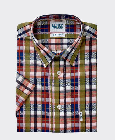 Aertex Shirt S/S Somerset Check - Navy
