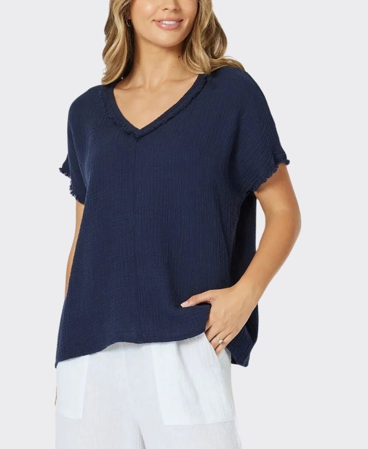 Threadz Top V-Neck Byron Cotton - Navy