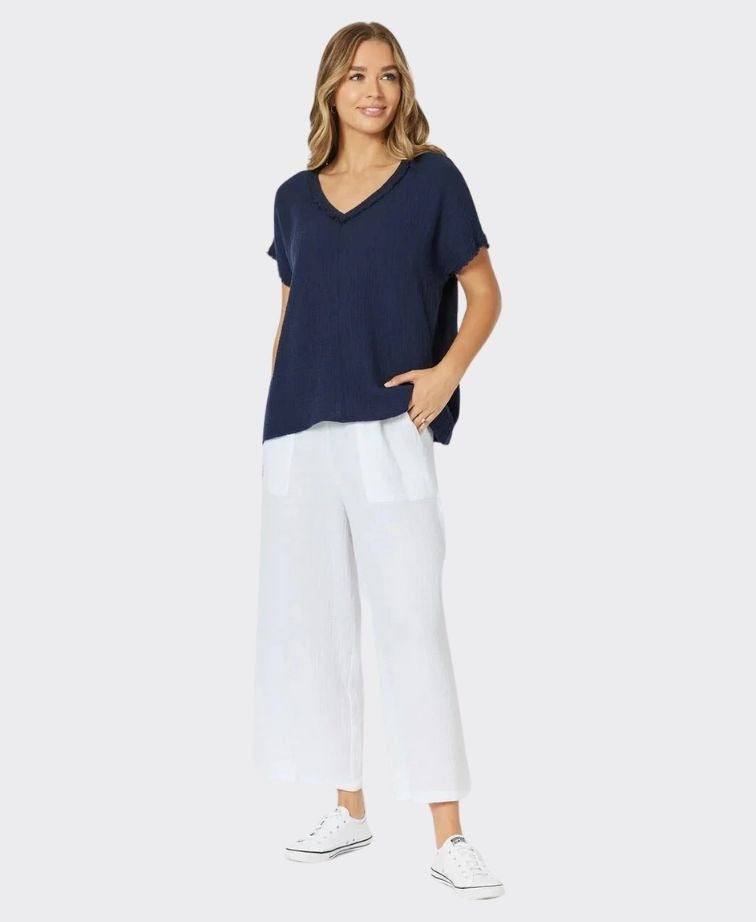 Threadz Top V-Neck Byron Cotton - Navy