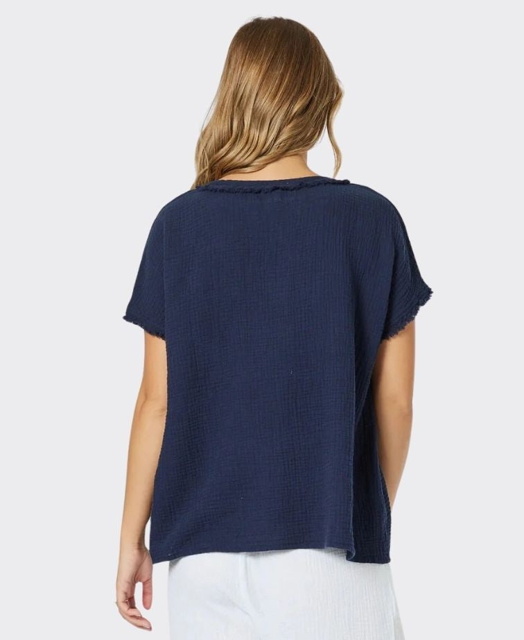 Threadz Top V-Neck Byron Cotton - Navy