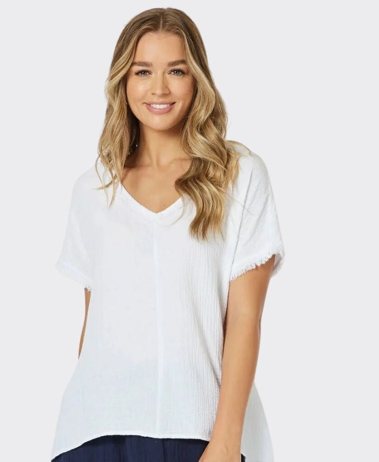 Threadz Top V-Neck Byron Cotton - White