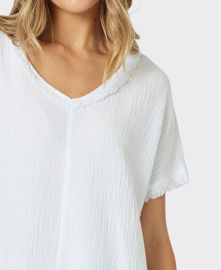 Threadz Top V-Neck Byron Cotton - White