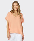 Threadz Top V-Neck Byron Cotton - Papaya